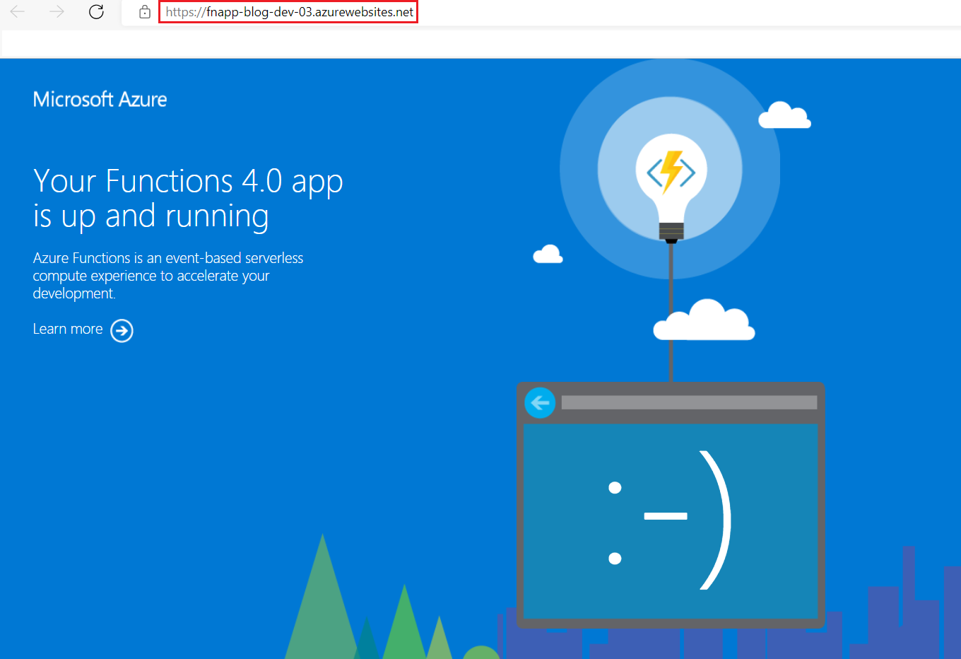 Default Azure functions page